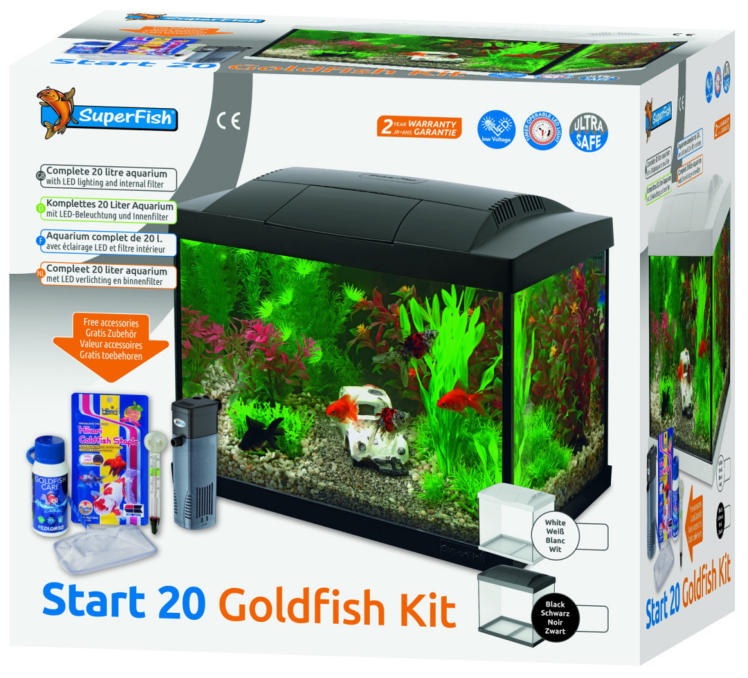 Onheil kroon delicaat SuperFish aquarium Start 20 Goldfish kit zwart | Animal Center