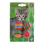 Kattenspeelgoed Regenboogbal Gestreept Assorti 4 st