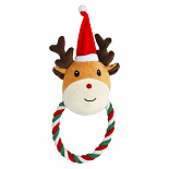 Hondenspeelgoed Rendier met kerstmuts en Flosstouw