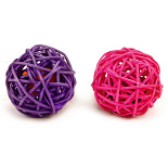 Beeztees Rotan Bal met Catnip Paars/Roze 2 st