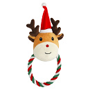 Hondenspeelgoed Rendier met kerstmuts en Flosstouw