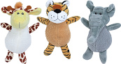 Giraffe/Tijger/Olifant Schapenwol Assorti <br>23 cm