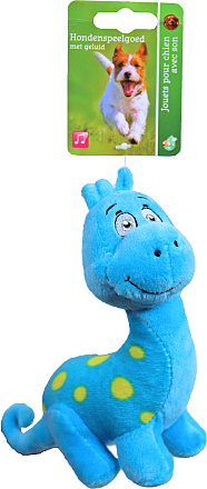 Dino blauw met piep <br>15 cm