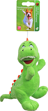 Dino groen met piep <br>15 cm