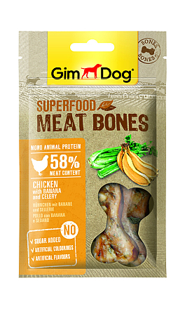 GimDog Superfood Meat Bones kip met banaan en selderij 70 gr