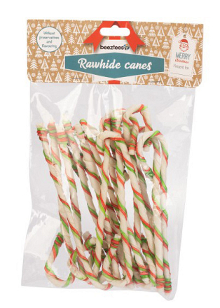 Beeztees Kerst Rawhide Cane 16 st