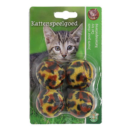 Kattenspeelgoed Luipaardbal met Rammel 4 st