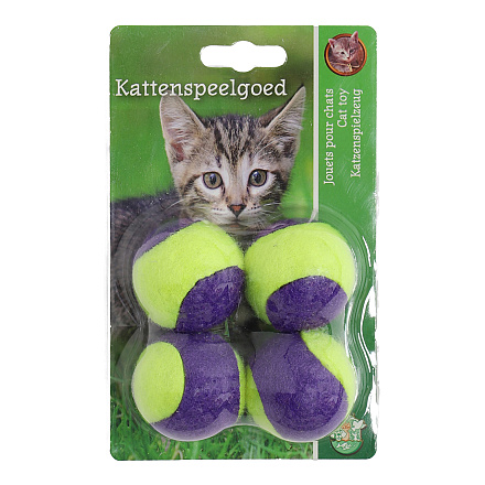 Kattenspeelgoed Tennisbal met Rammel <br>4 st