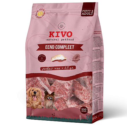 Kivo Hondenvoer Eend Compleet Porties 500 gr