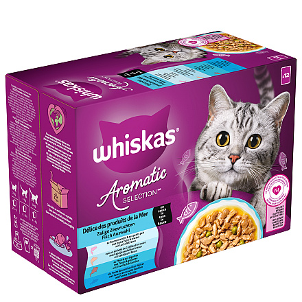 Whiskas Kattenvoer Aromatic Selection Seafood Saus 12 x 85 gr