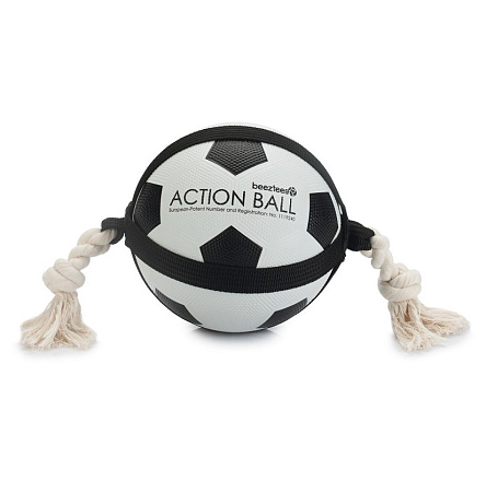Beeztees Action voetbal met touw <br>19 cm
