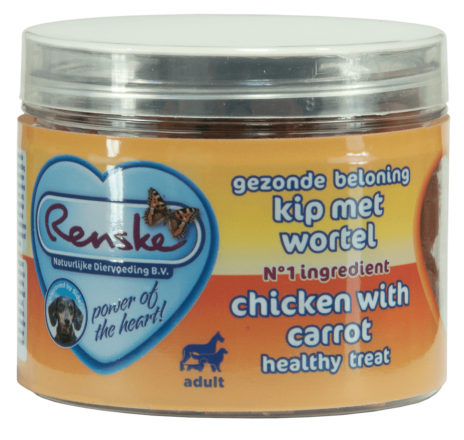 Renske gezonde beloning mini hartjes kip met wortel 100 gr