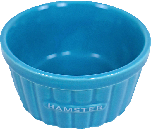 Hamster voerbak steen ribbel blauw 8 cm