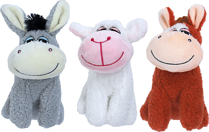 Hond/Ezel/Koe Schapenwol Assorti <br>17 cm